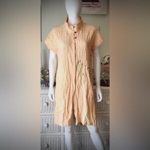 Yasuko Kurisaka 100% Cotton embroidered tunic orange color size Medium